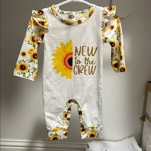 Sunflower Baby Romper - White and Yellow
